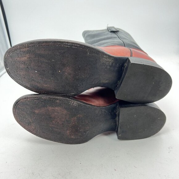 Dennard's Western Wear Men Size 9 Brown Black Color Block Leather Western Boot - Picture 10 of 16